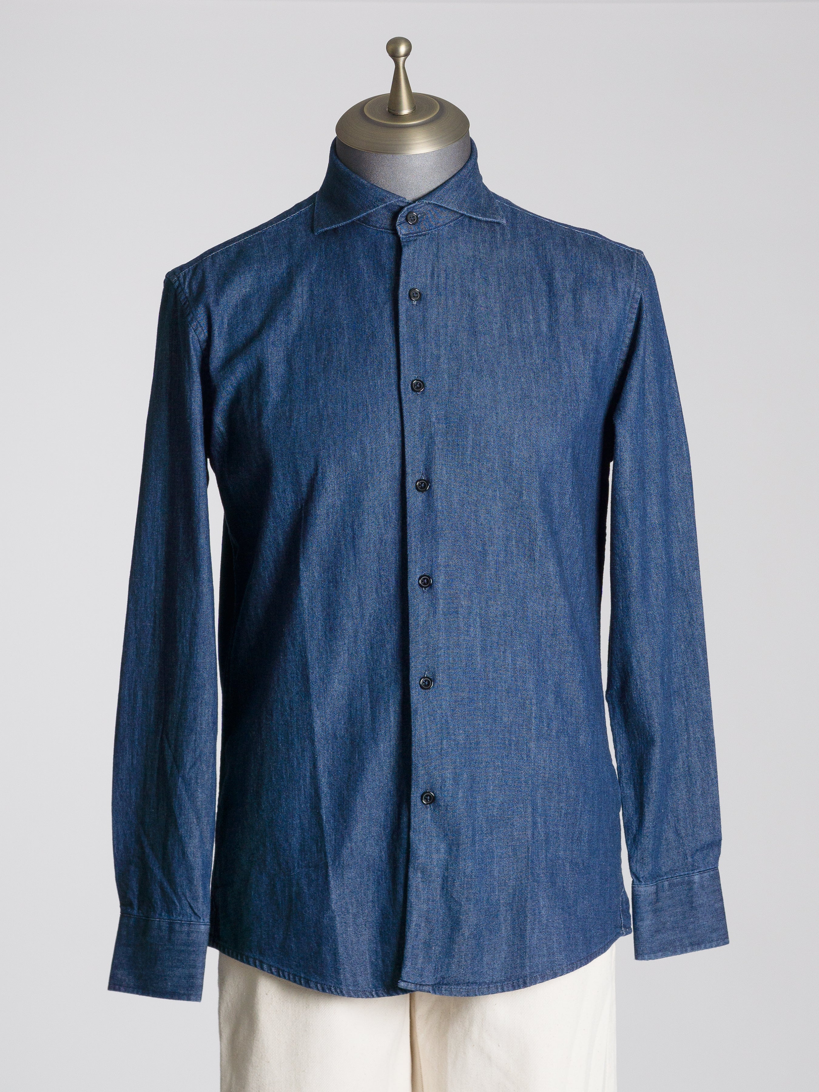 Chambray Shirt - Dark Blue Windsor Collar