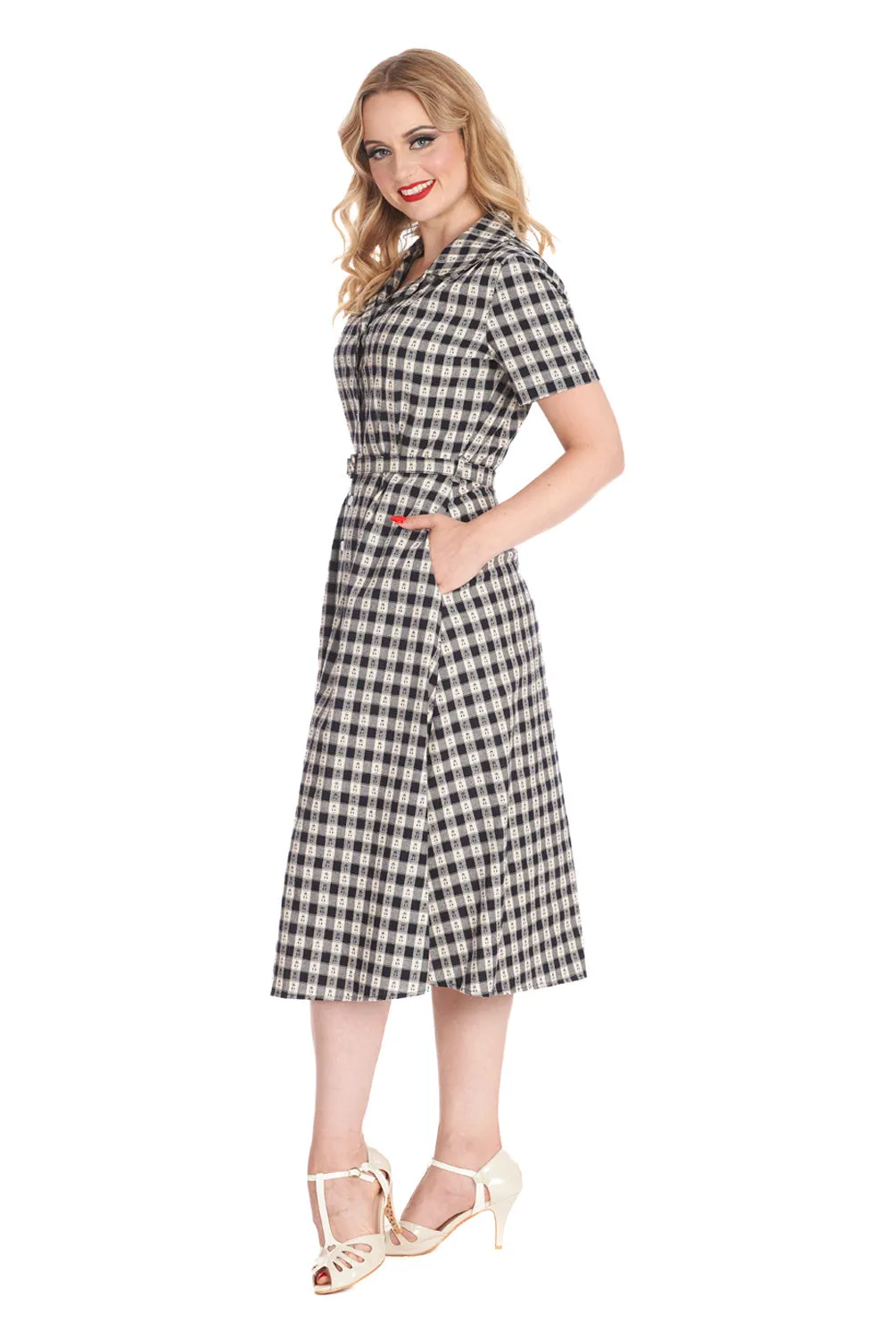 CHERRY CHECK  DRESS