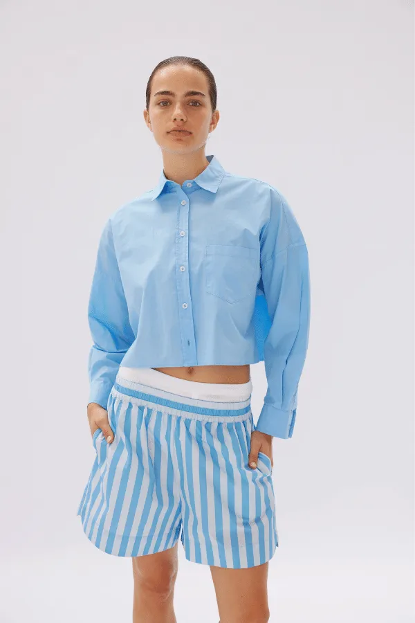 Chiara Cropped Shirt Azure