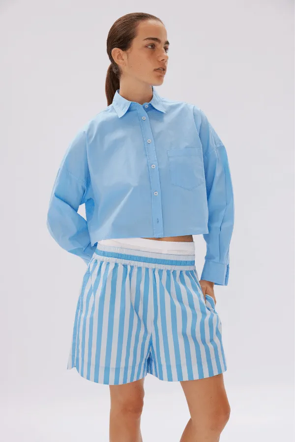 Chiara Cropped Shirt Azure