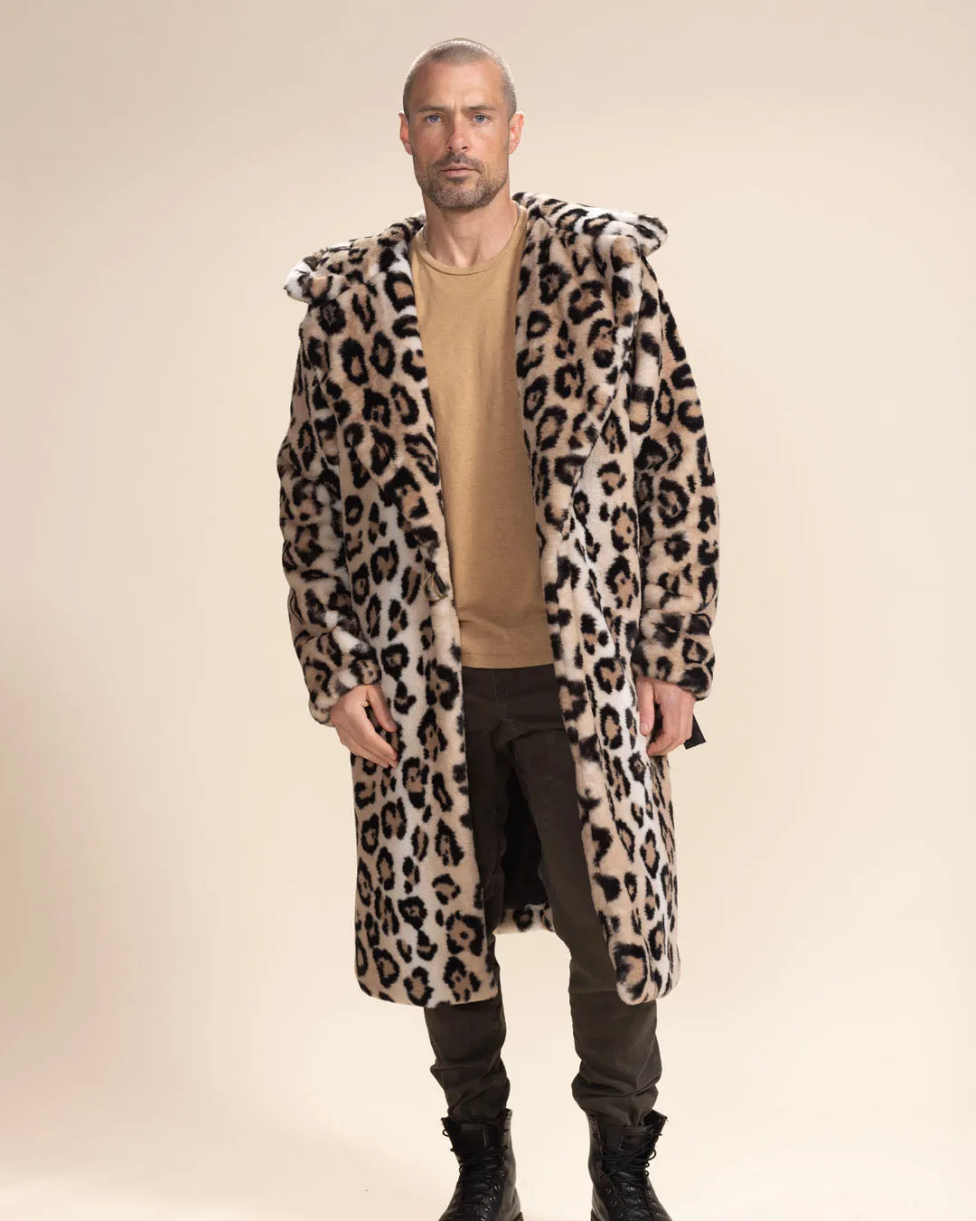 Classic Men's Long Faux Fur Coat | Arabian Leopard