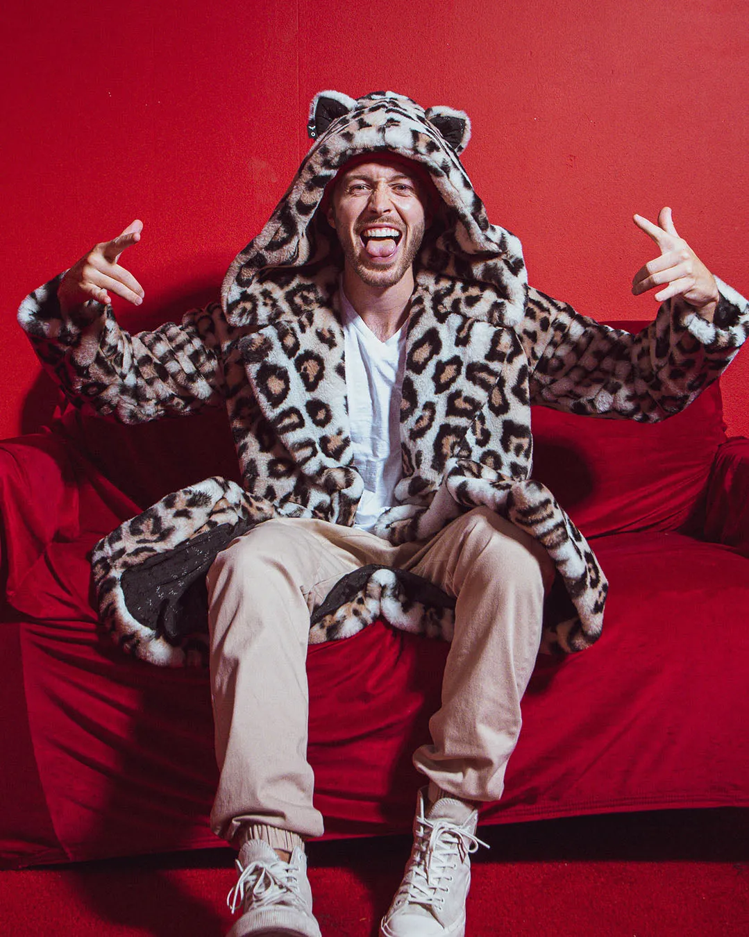 Classic Men's Long Faux Fur Coat | Arabian Leopard