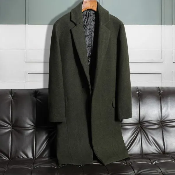 Classic longline wool winter coat for men