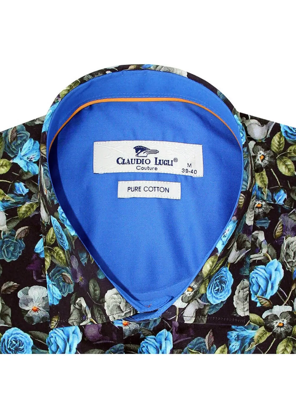 Claudio Lugli Men's Blue Florals Shirt Blue