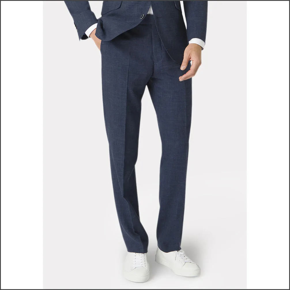 Constable Tailored Fit Navy Linen Blend Trouser from Brook Taverner-