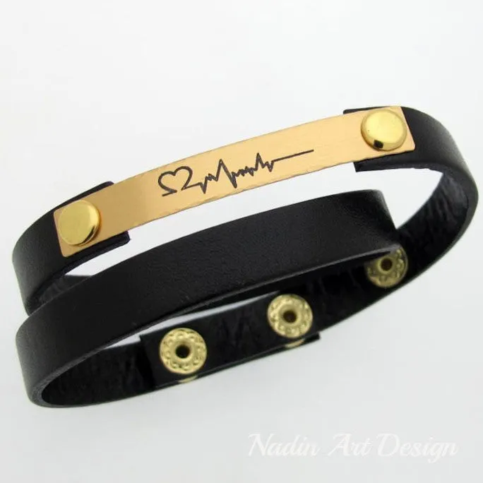 Custom EKG Bracelet for Men - Cool Mens Gift Idea