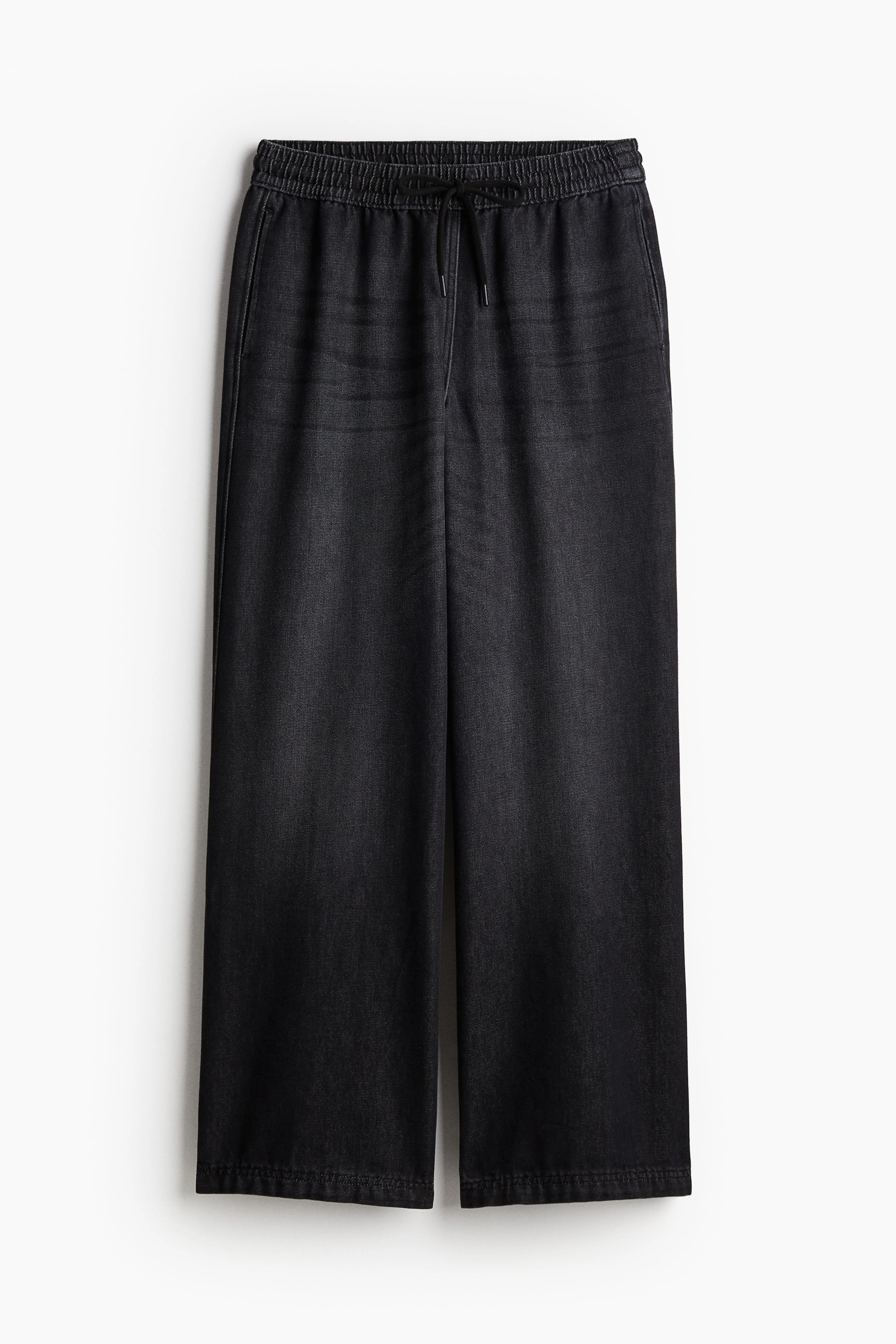 Denim pull-on trousers - Regular waist - Long - Black - Ladies | H&M GB