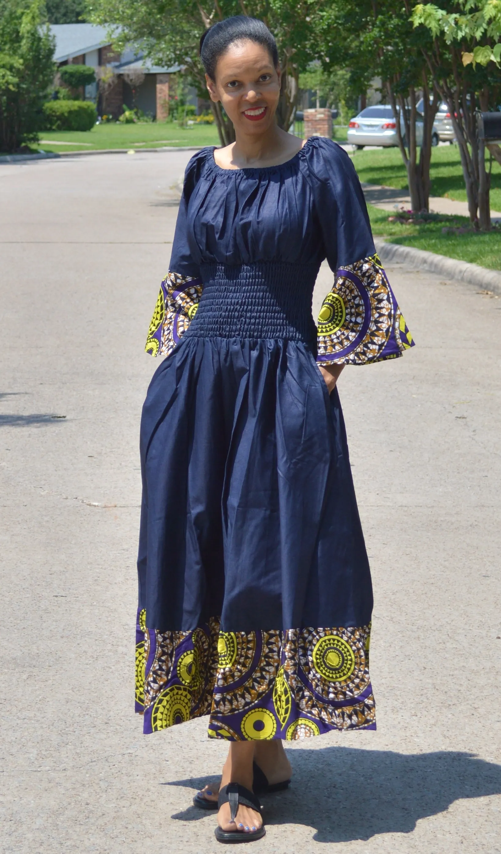 Denim Smock Maxi Dress