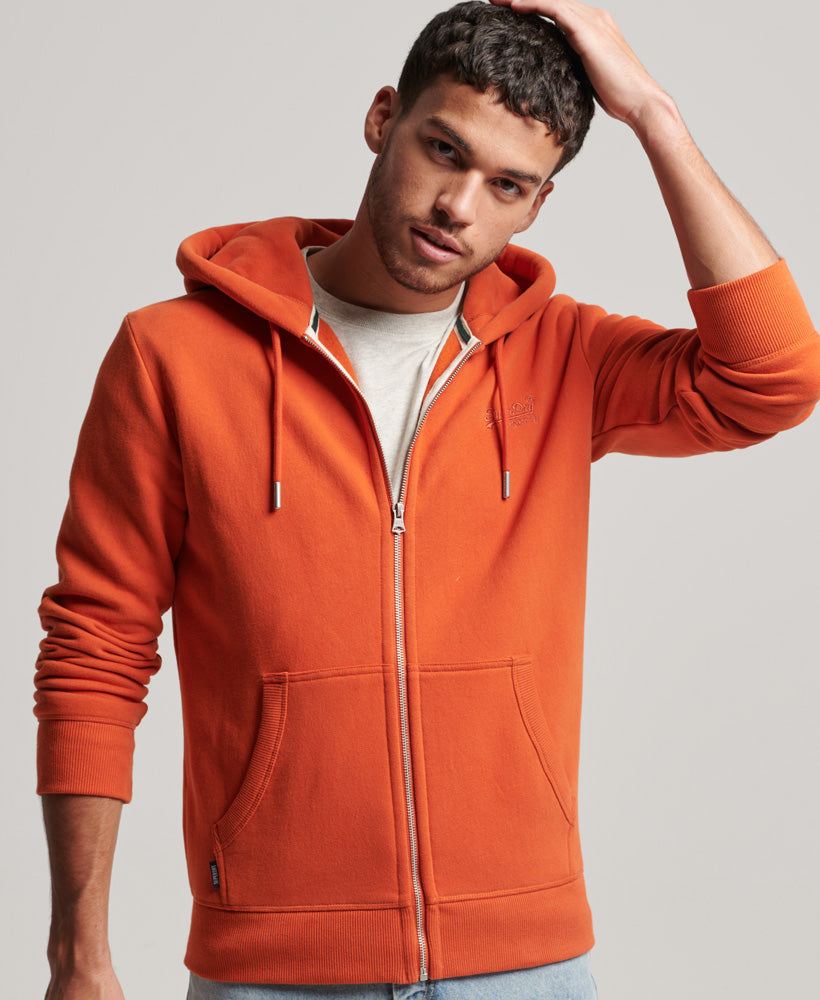 Essential Logo Zip Hoodie | Denim Co Rust Orange