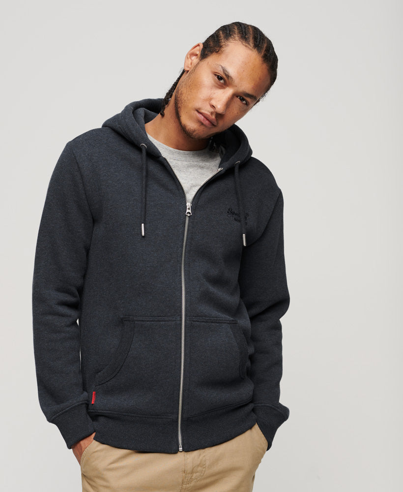 Essential Logo Zip Hoodie | Vintage Navy Marle