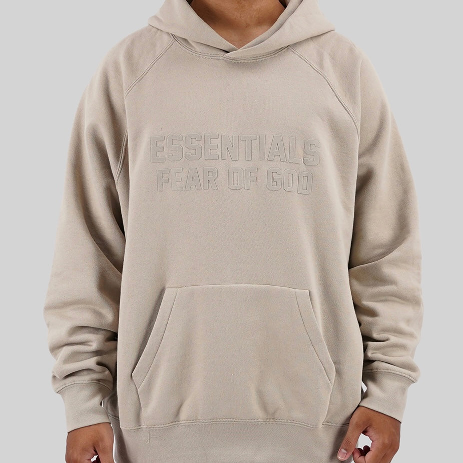 FEAR OF GOD Essentials Chest Logo Hoodie Smoke