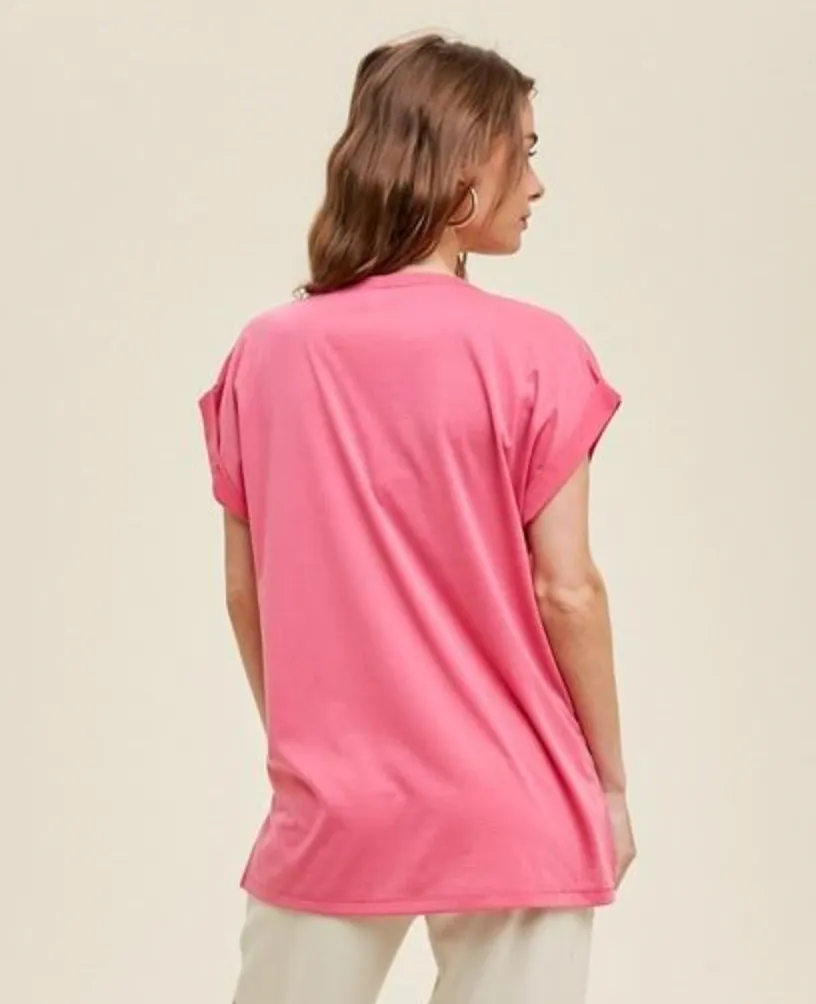 FINAL SALE - Snap Button Cuffed Sleeve Top - 2 colors!