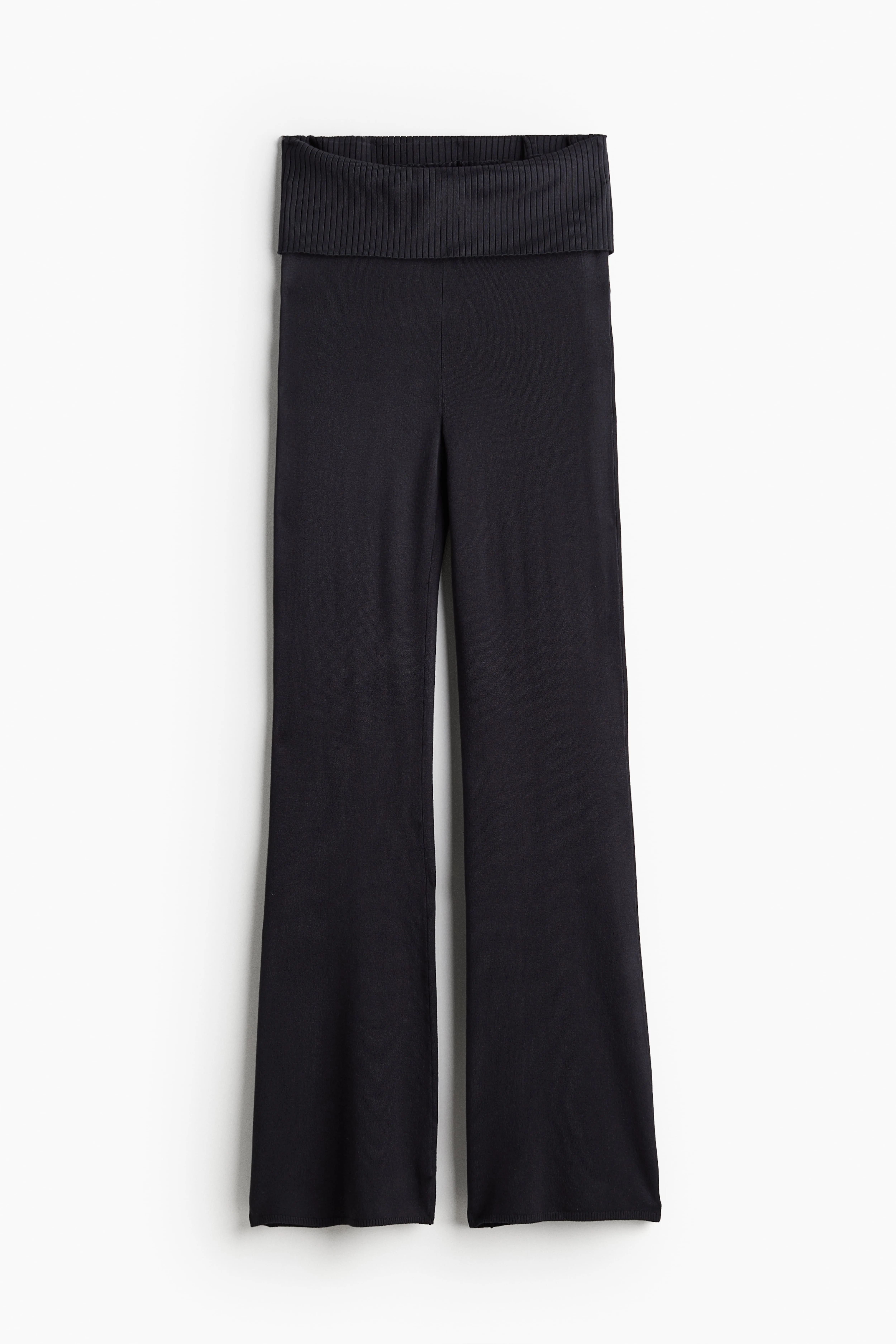 Flared fine-knit trousers - Regular waist - Long - Black - Ladies | H&M GB