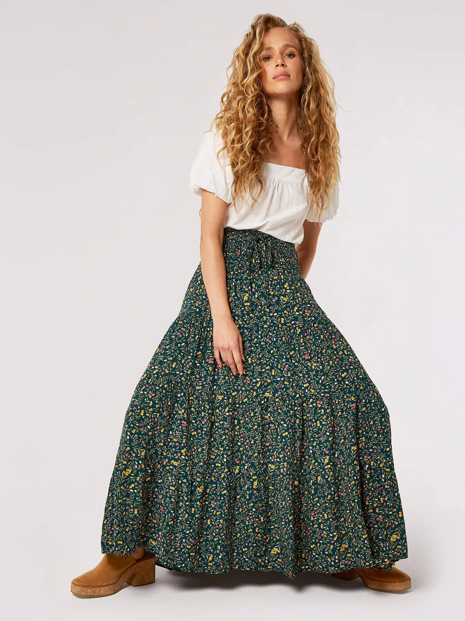 Floral Smock Maxi Skirt | Apricot Clothing