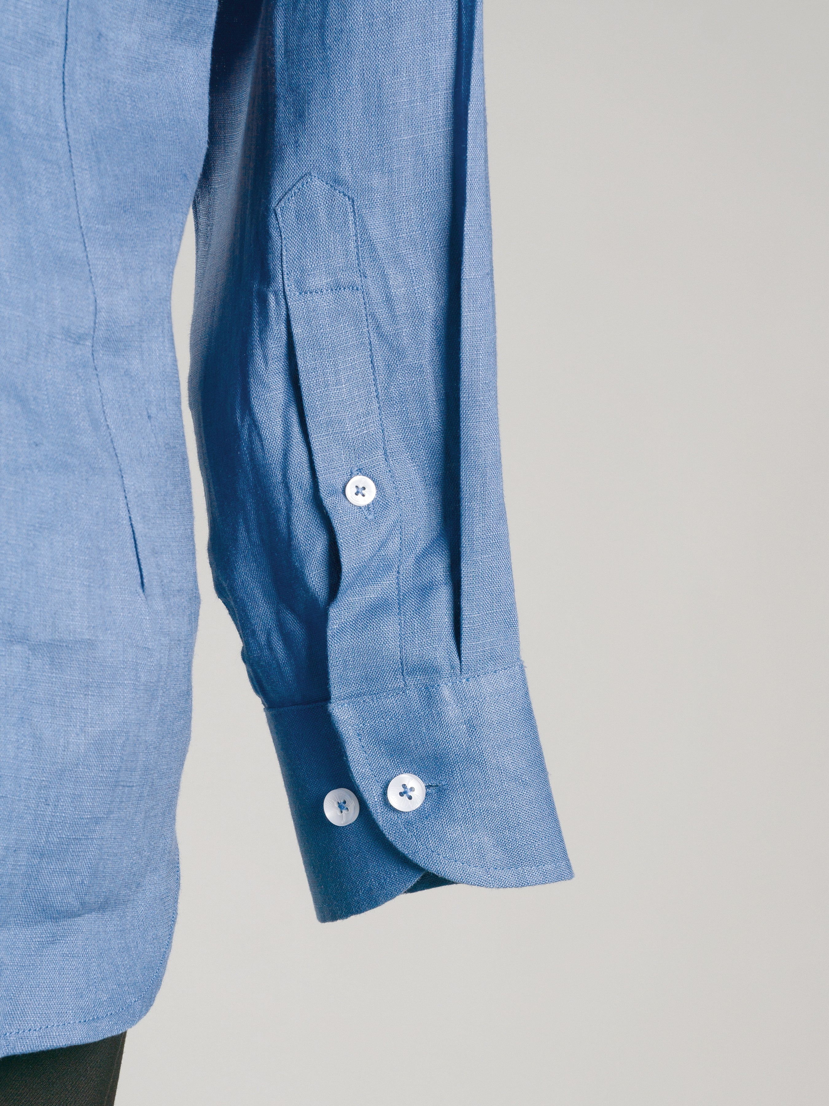 Franco Linen Shirt - Royal Blue Windsor Collar