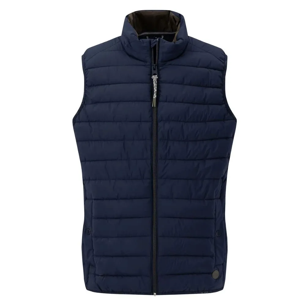 FYNCH HATTON Basic Light Weight Navy Gilet | Menswear Online