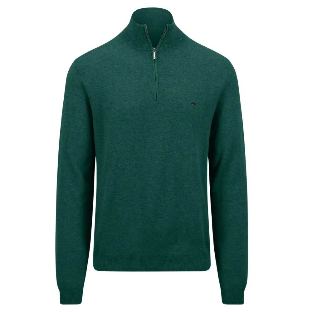 FYNCH-HATTON Cotton And Cashmere Green Half Zip | Menswear Online