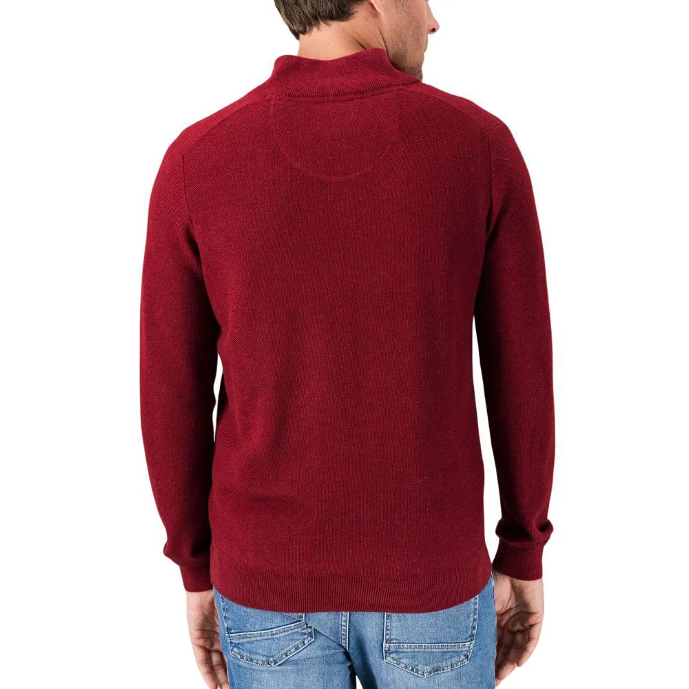 FYNCH-HATTON Cotton Burgundy Half Zip Jumper | Menswear Online