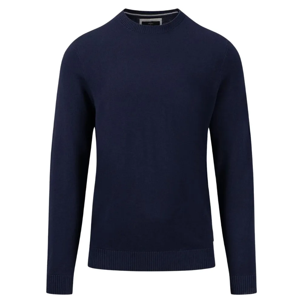 FYNCH-HATTON Navy Crew Neck Jumper | Menswear Online