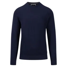 FYNCH-HATTON Navy Crew Neck Jumper | Menswear Online