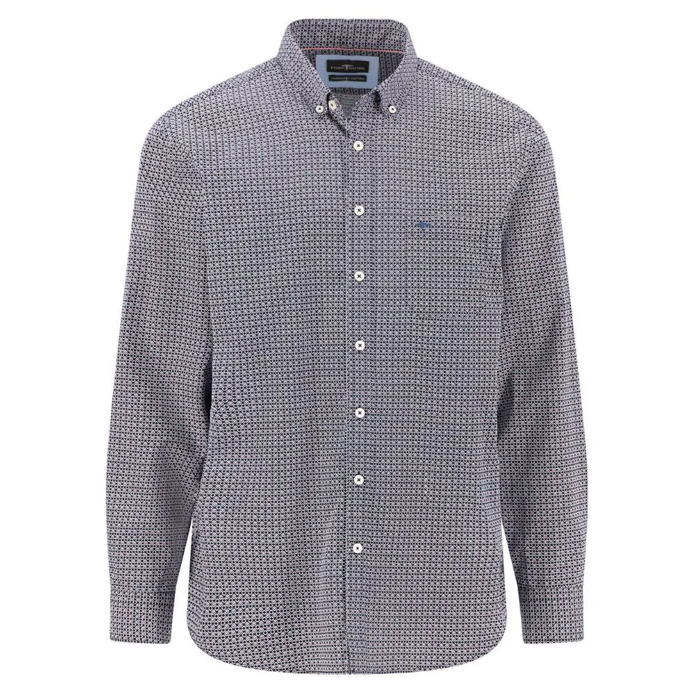 Fynch Hatton Navy Graphic Print Shirt | Menswear Online