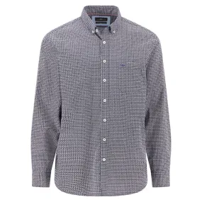 Fynch Hatton Navy Graphic Print Shirt | Menswear Online