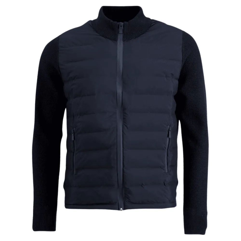 FYNCH-HATTON NAVY HYBRID QUILTED JACKET | Menswear Online