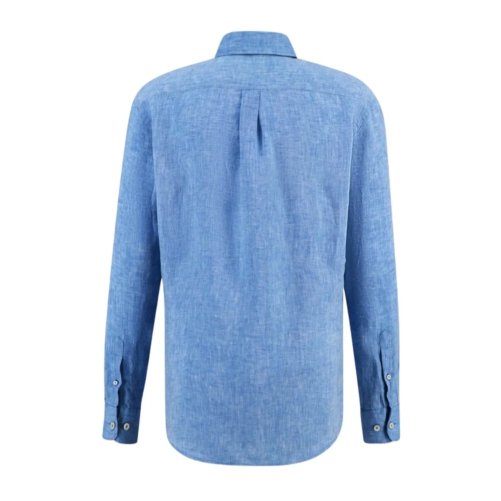 Fynch-Hatton Premium Linen Bright Ocean Shirt | Menswear Online