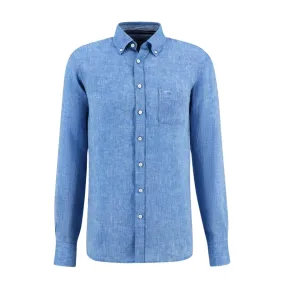 Fynch-Hatton Premium Linen Bright Ocean Shirt | Menswear Online