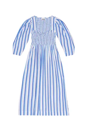 Ganni Stripe Cotton Smock Maxi Dress