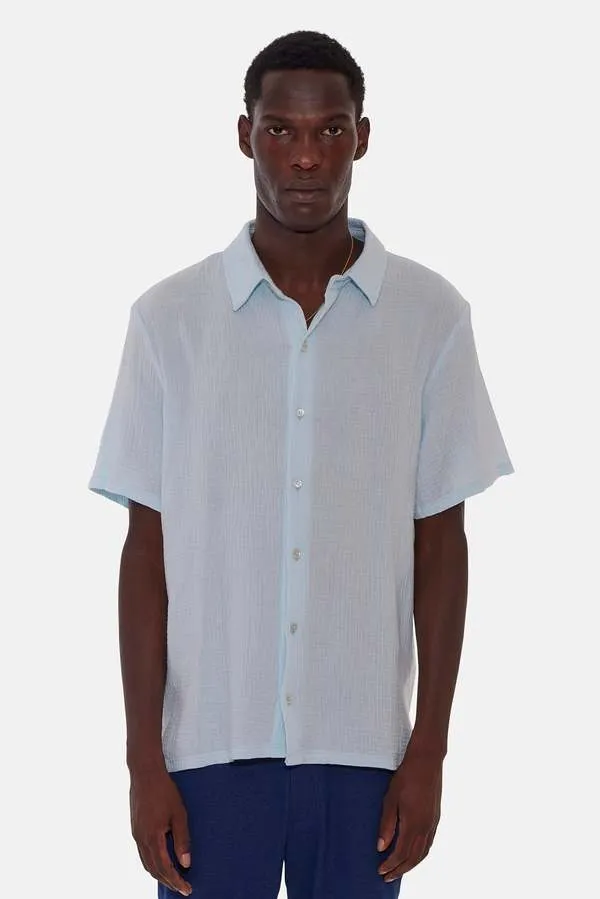 Gauze Short Sleeve Buttondown - Light Blue