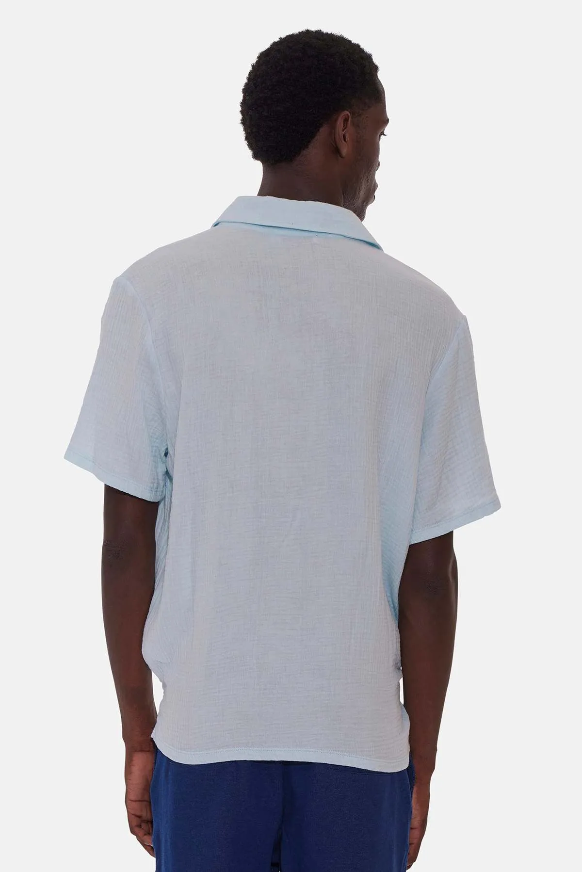 Gauze Short Sleeve Buttondown - Light Blue