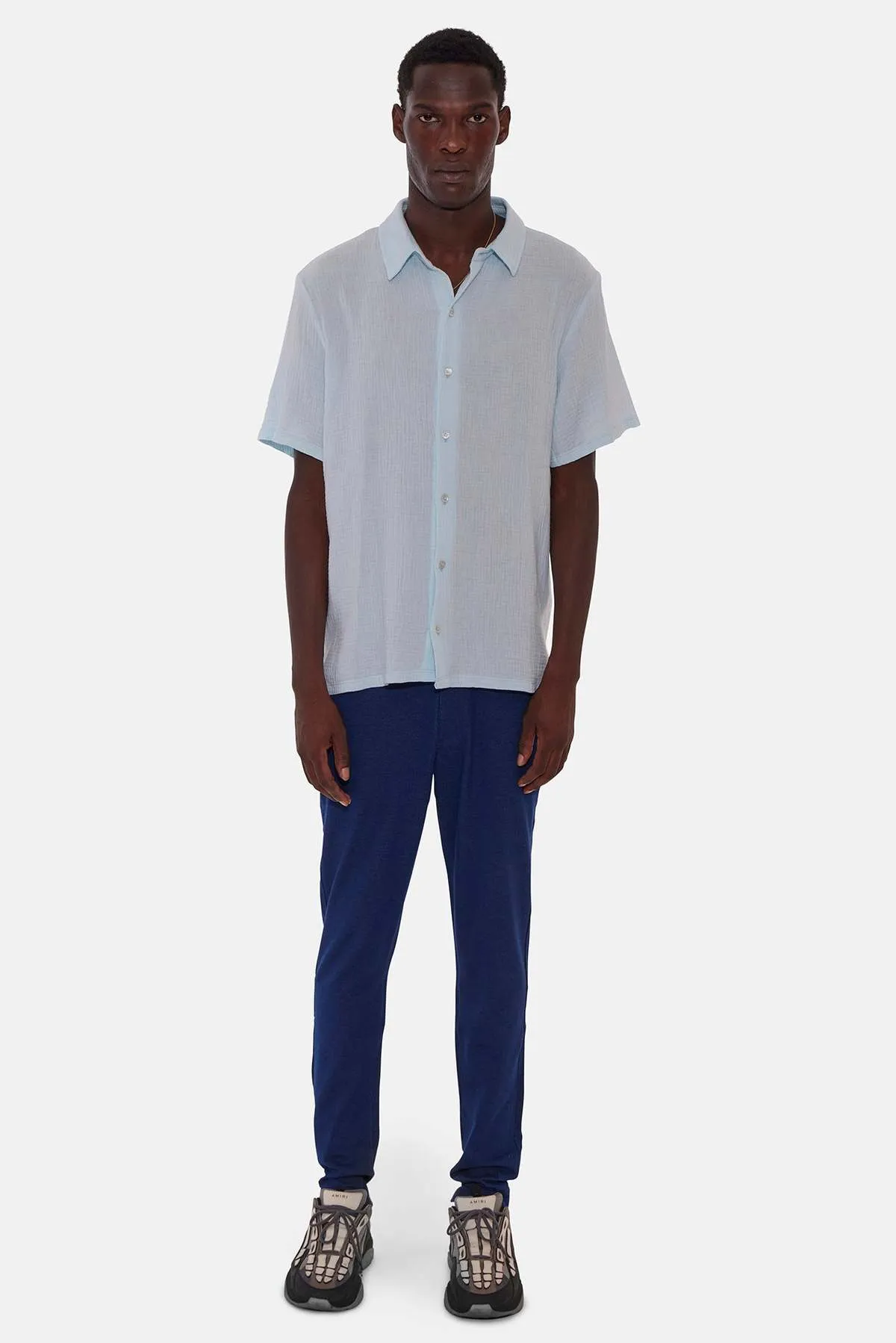 Gauze Short Sleeve Buttondown - Light Blue