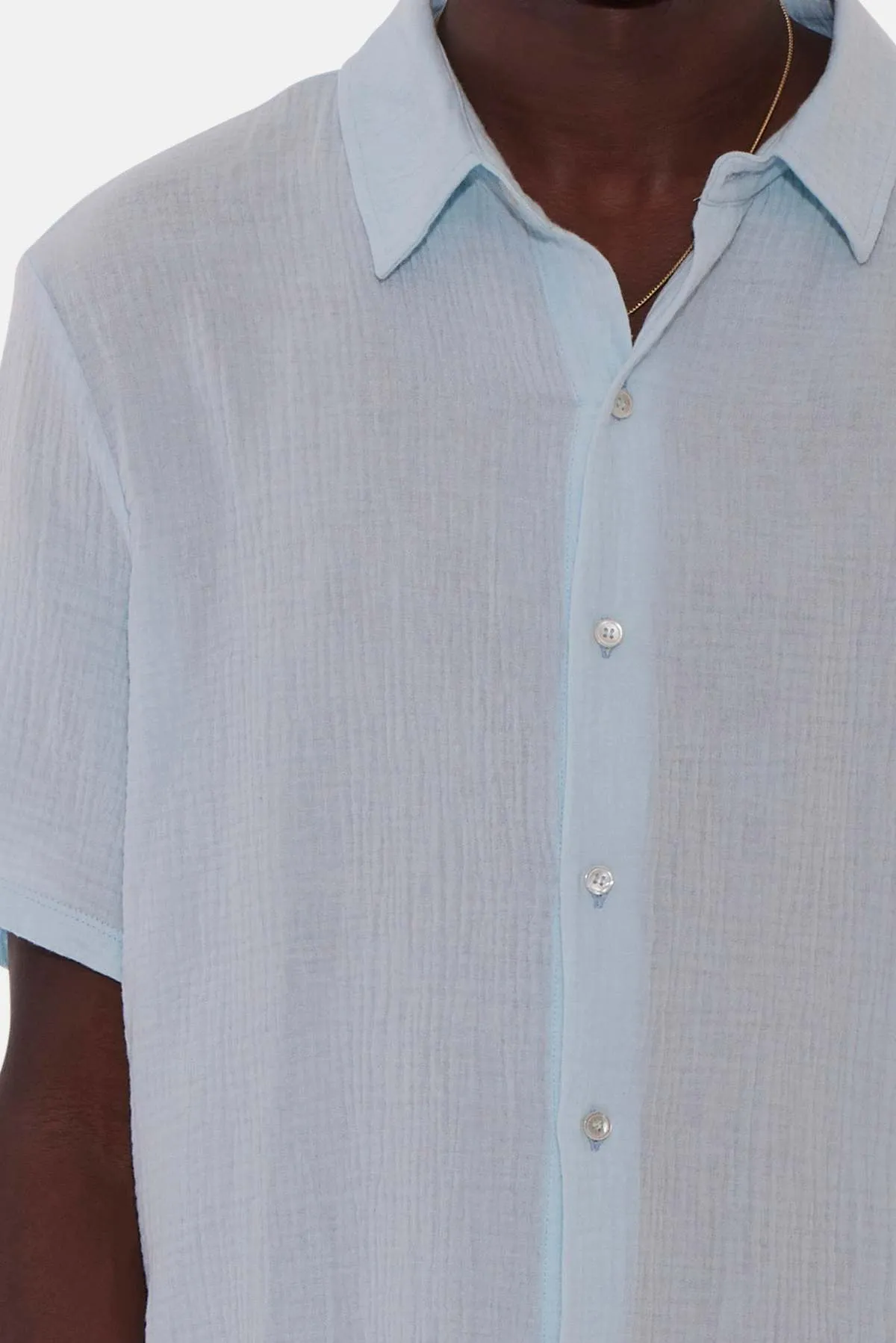 Gauze Short Sleeve Buttondown - Light Blue