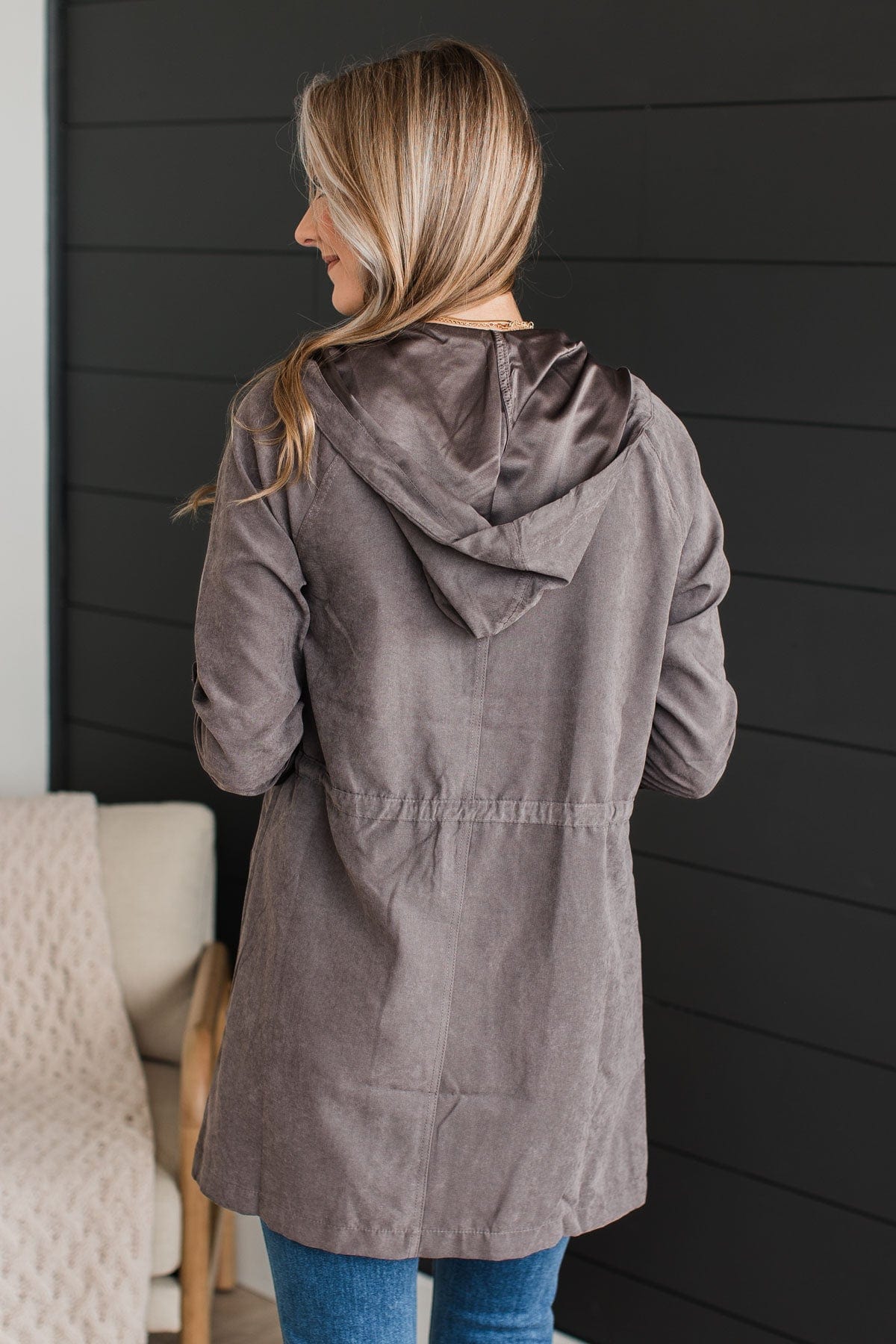 Go Getter Open Front Jacket- Charcoal