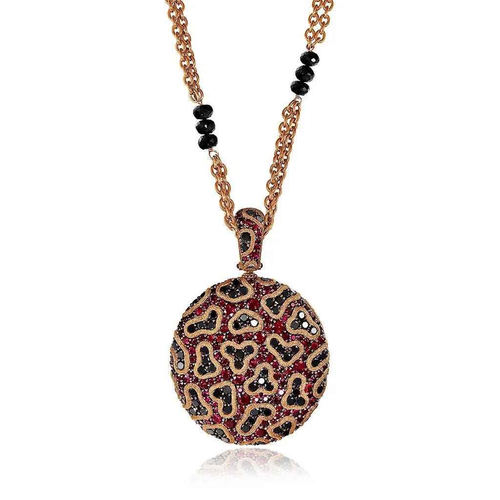 Gold Fine Lace Pendant Locket with Ruby And Diamonds