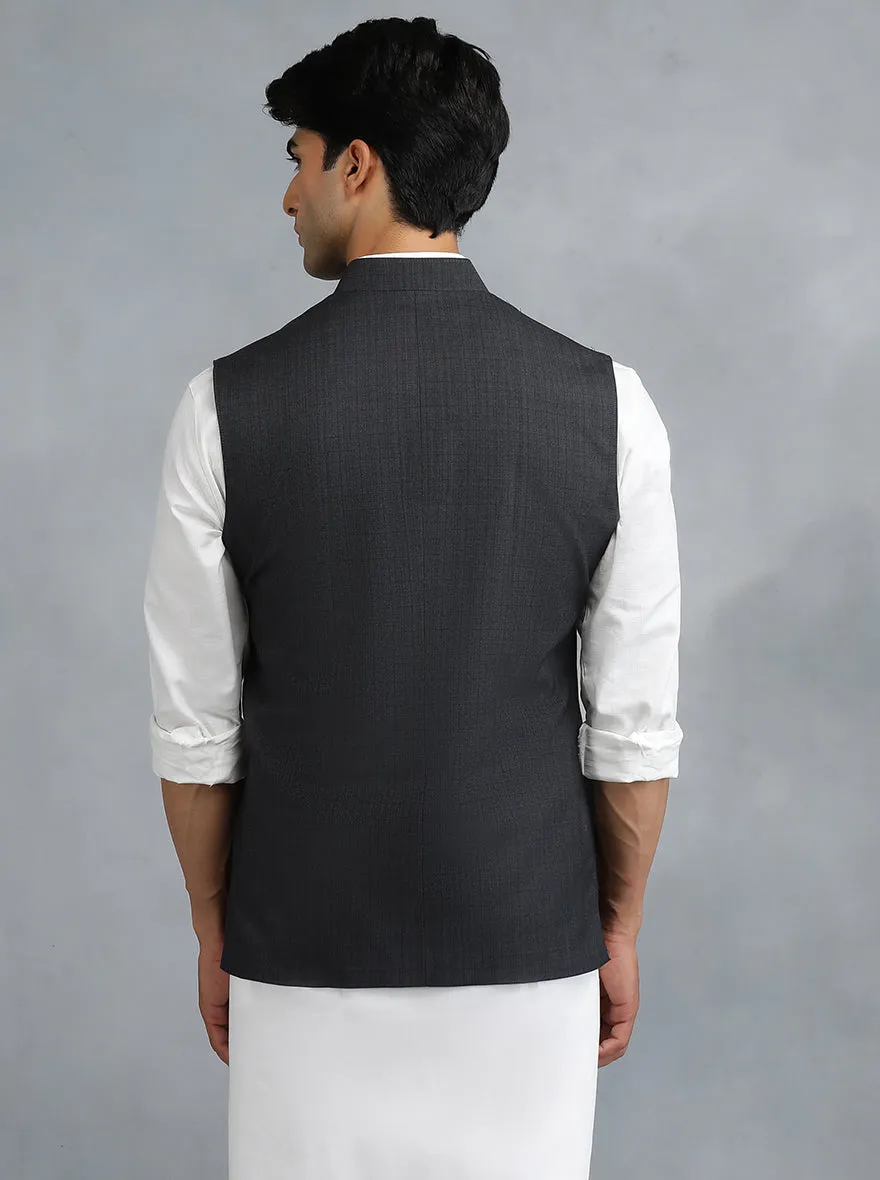 Grey Checked Regular Fit Modi Jacket | JadeBlue