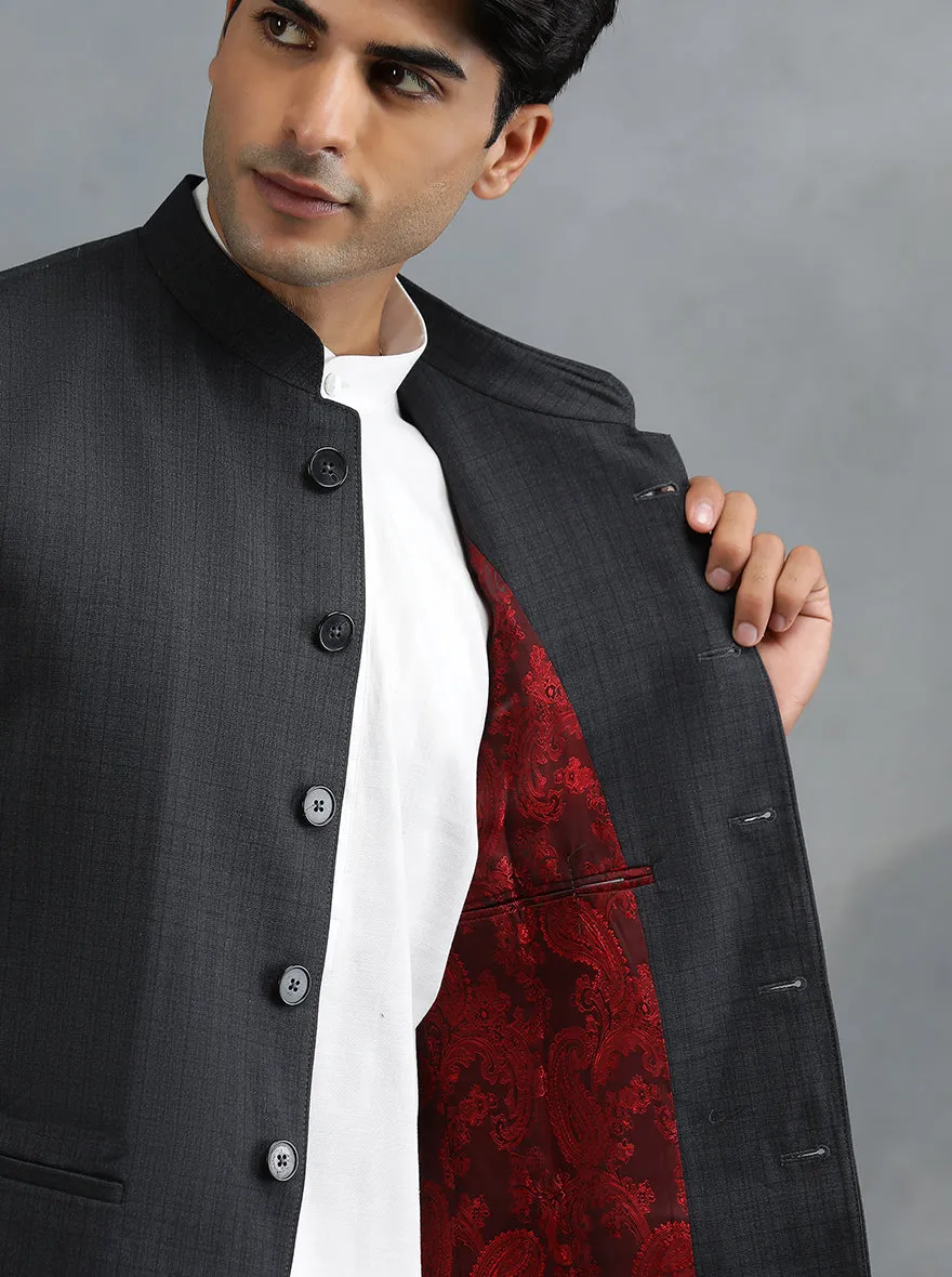 Grey Checked Regular Fit Modi Jacket | JadeBlue