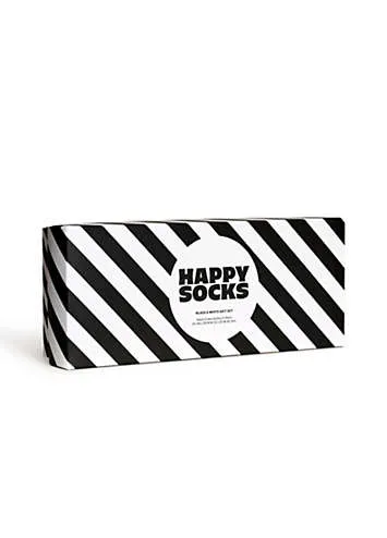 Happy Socks Mens 4 Pack Classic Black & White Socks Gift Set | Look Again