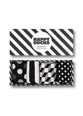 Happy Socks Mens 4 Pack Classic Black & White Socks Gift Set | Look Again