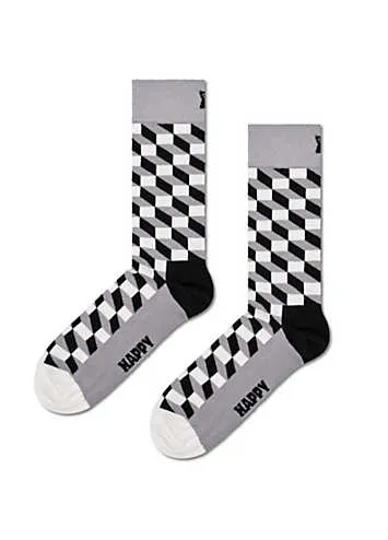 Happy Socks Mens 4 Pack Classic Black & White Socks Gift Set | Look Again