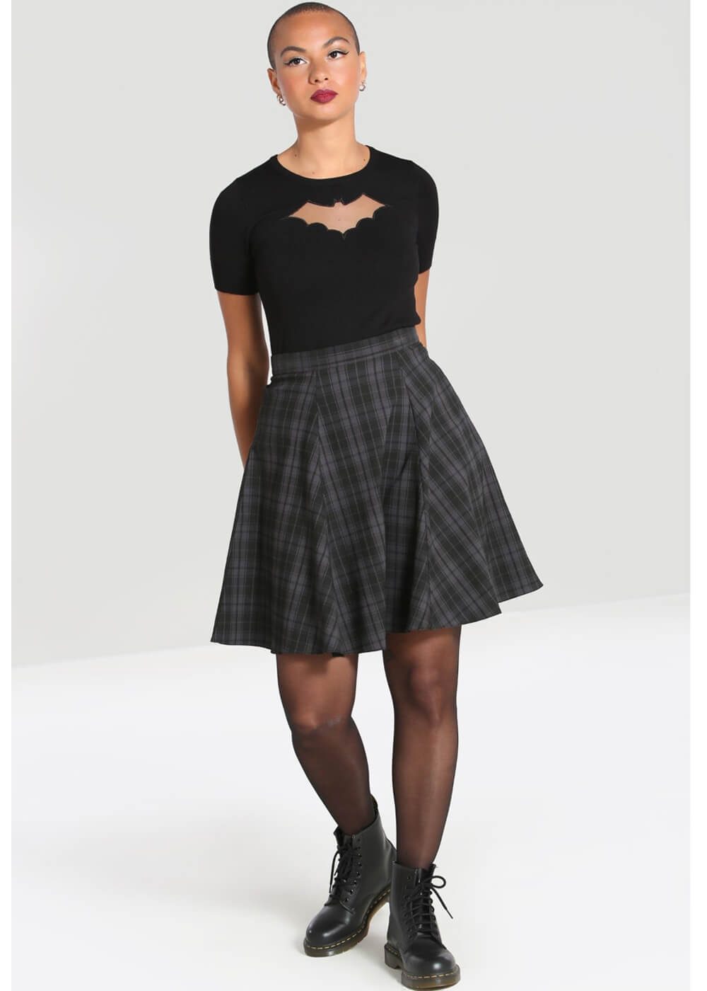 Hell Bunny Gail 50's Skater Skirt Gray