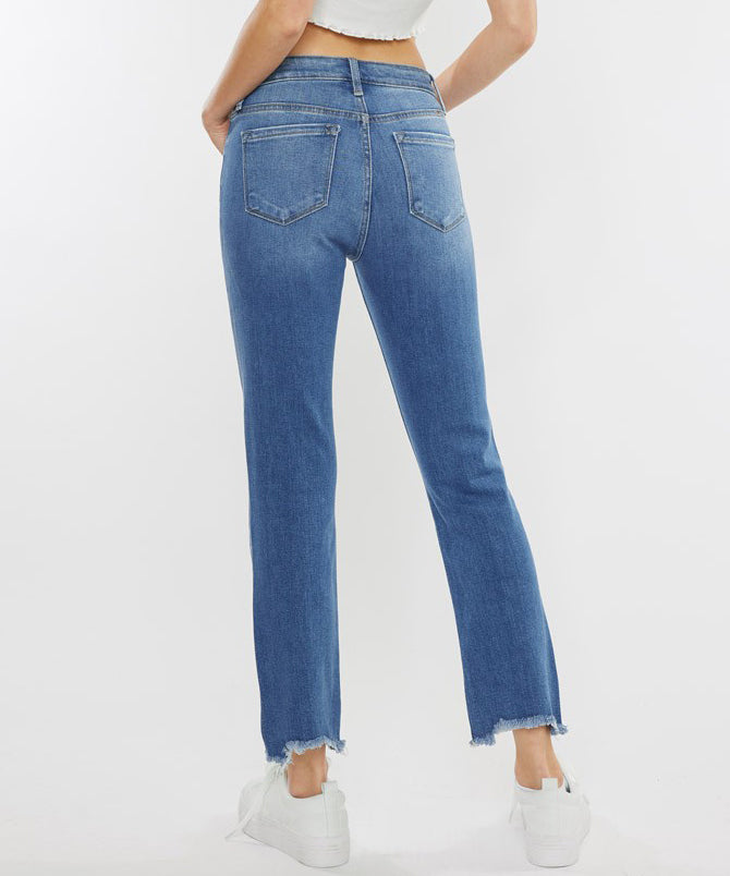 High Rise Straight Jeans - Medium Wash