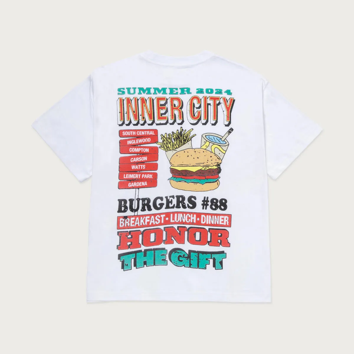 Honor The Gift B-Summer Burgers Tee- WHITE