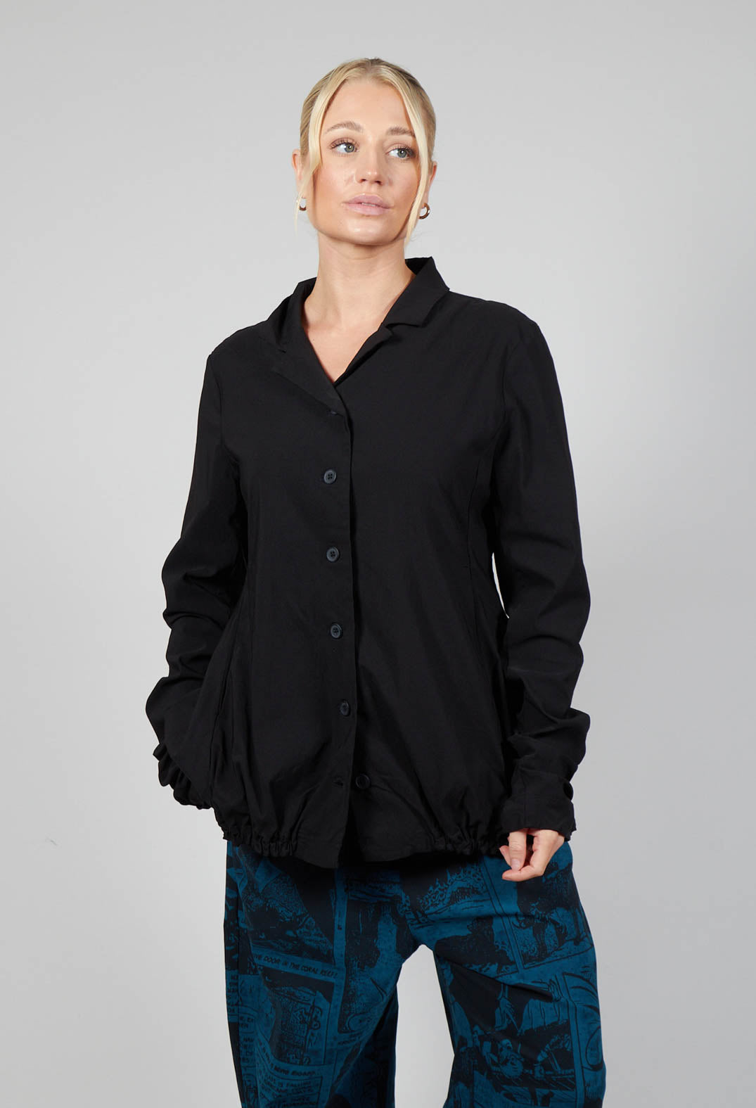 Jacket with Gathered Hem in Black