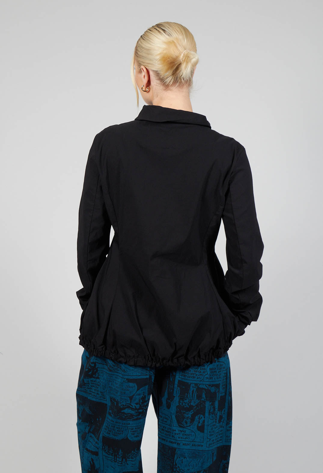 Jacket with Gathered Hem in Black