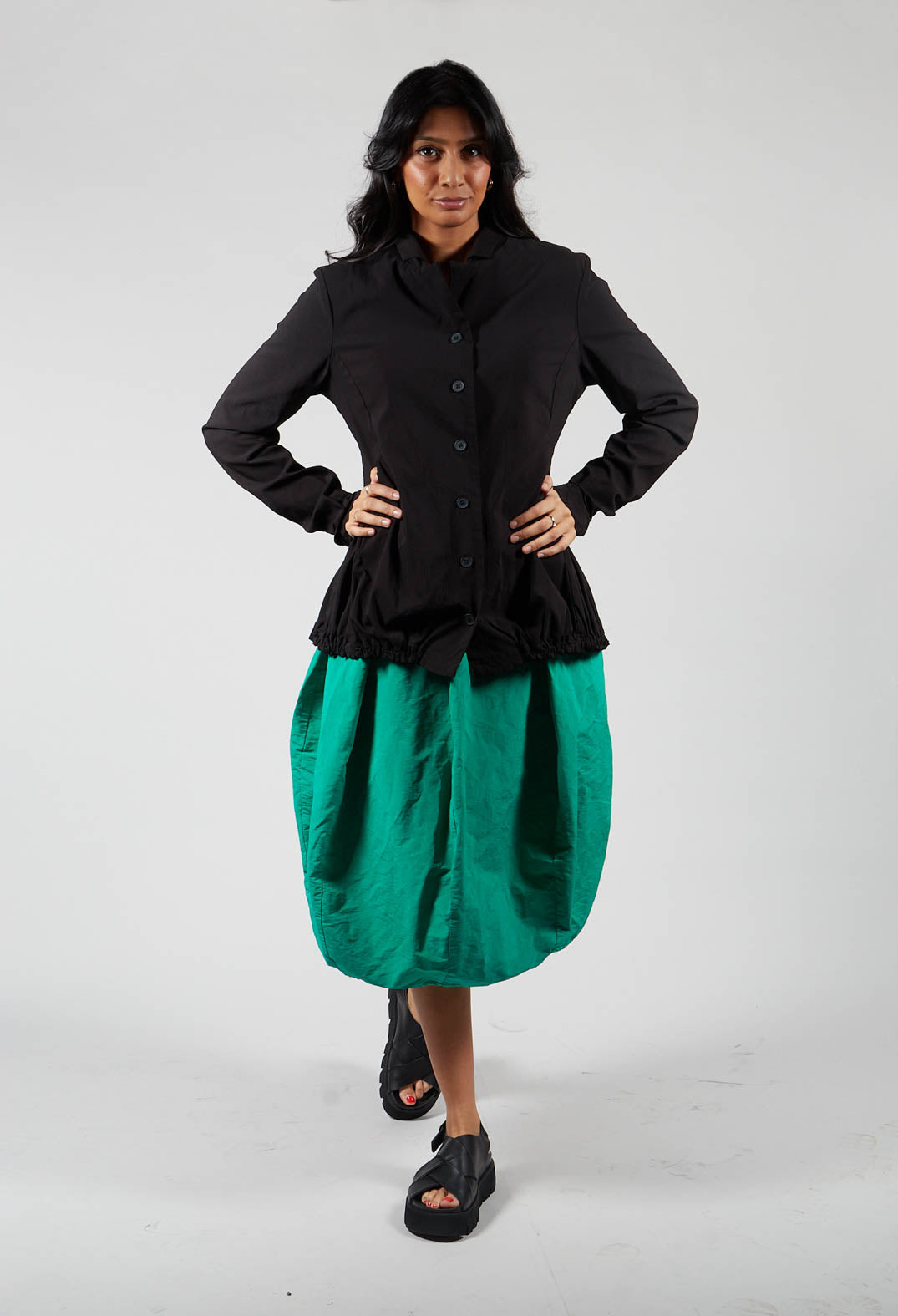 Jacket with Gathered Hem in Black