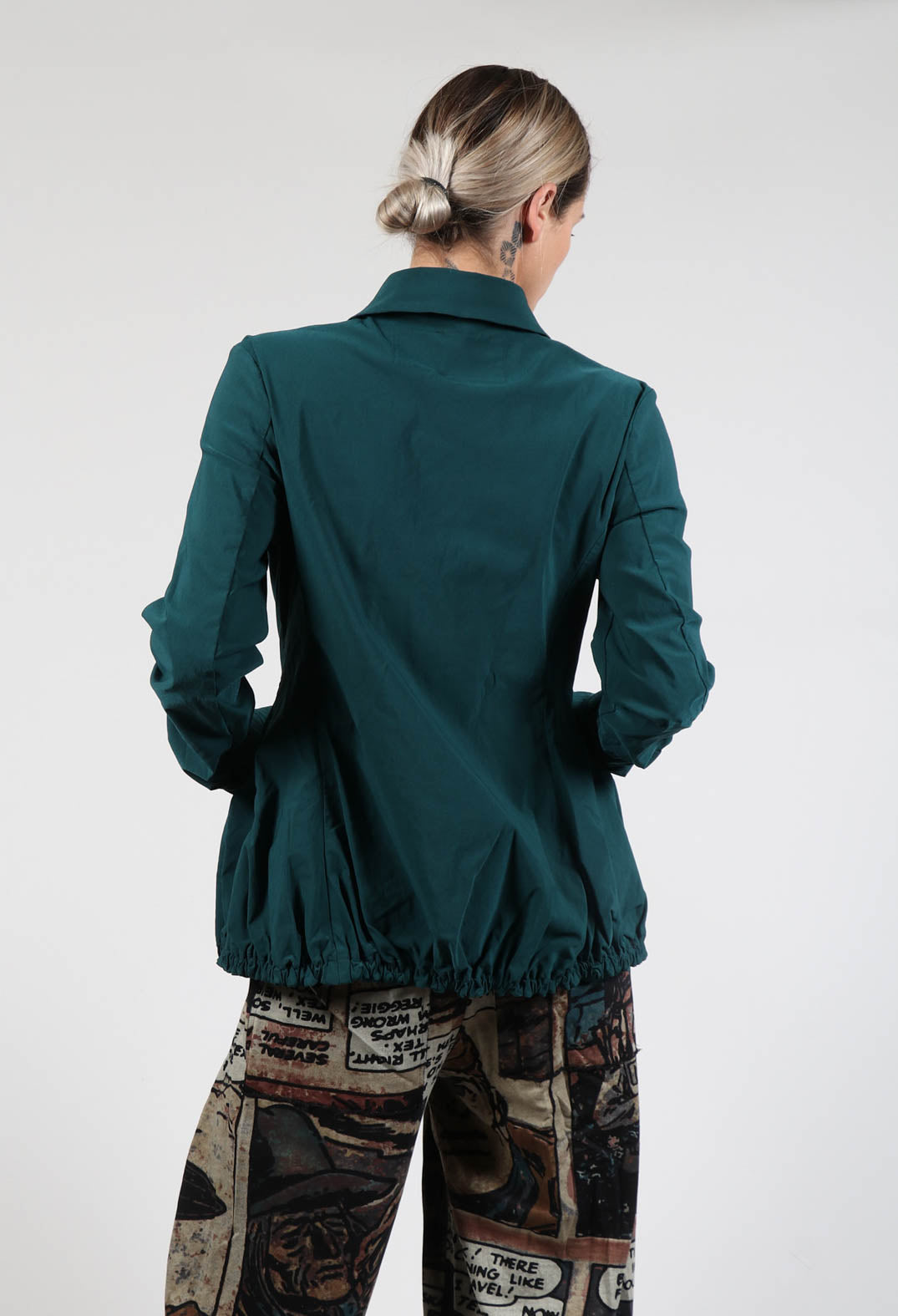 Jacket with Gathered Hem in Forest