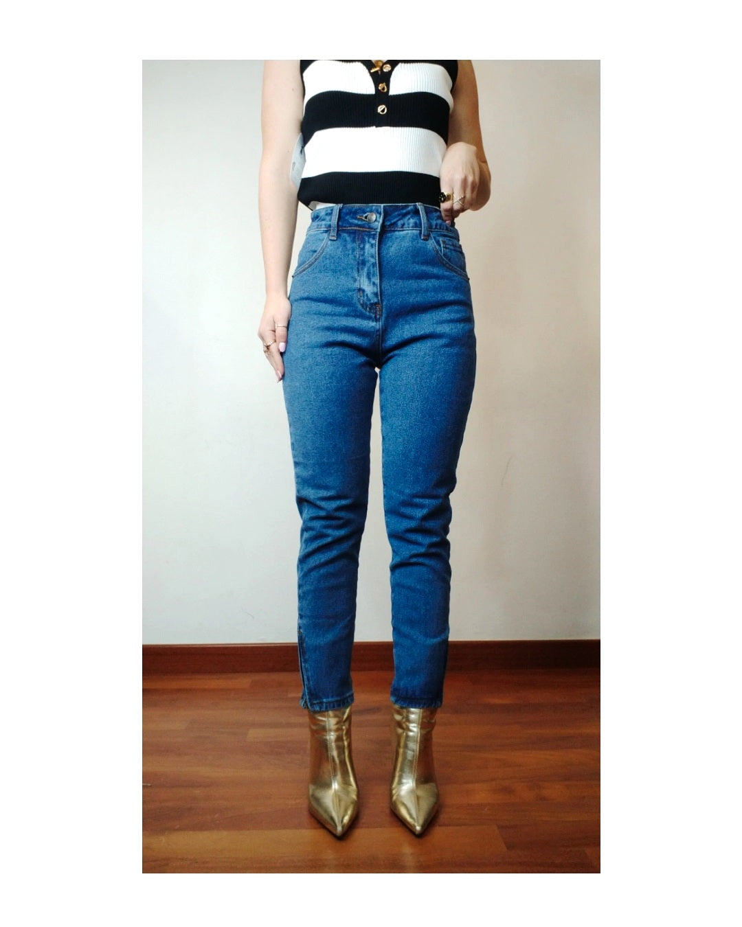 Jeans no stretch con zip alla caviglia, S!