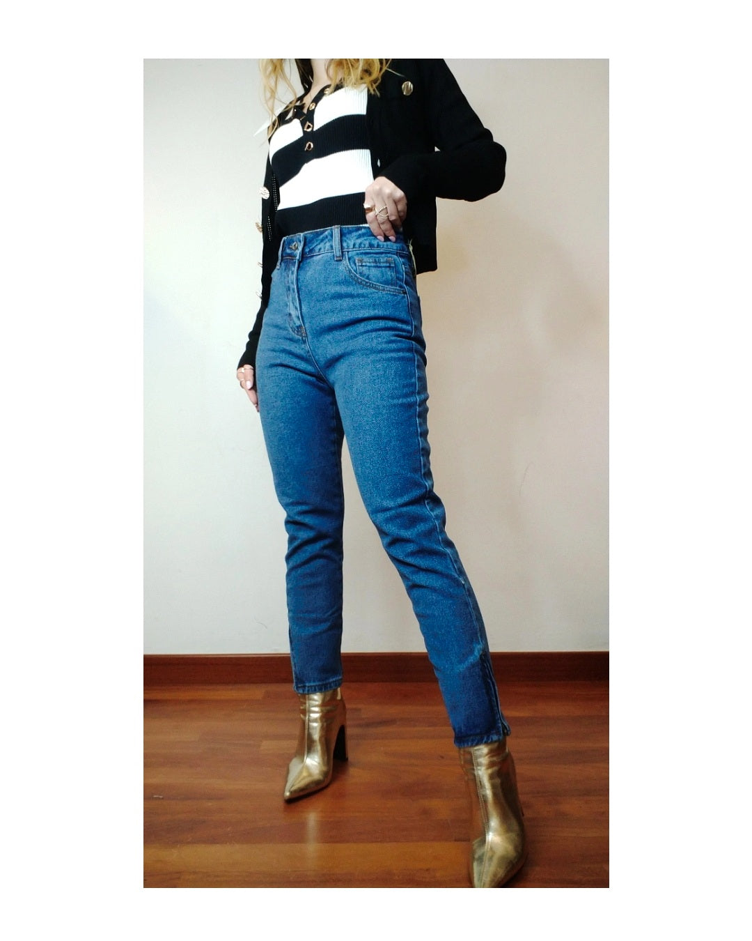 Jeans no stretch con zip alla caviglia, S!